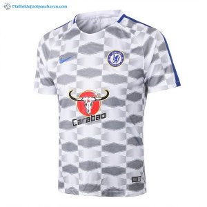 Maillot Entrainement Chelsea Ensemble Complet 2017 2018 Blanc Gris Pas Cher