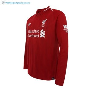 Maillot Liverpool Domicile ML 2018 2019 Rouge Pas Cher