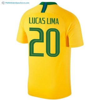 Maillot Brésil Domicile Lucaslima 2018 Jaune Pas Cher