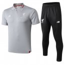 Polo Ensemble Complet Liverpool 2018 2019 Gris Noir Pas Cher