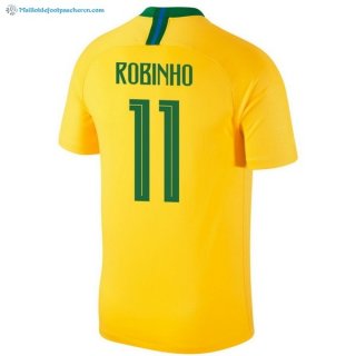 Maillot Brésil Domicile Robinho 2018 Jaune Pas Cher