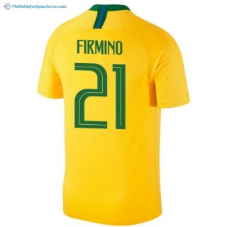 Maillot Brésil Domicile Firmino 2018 Jaune Pas Cher