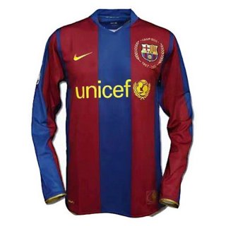 Maillot Barcelona Domicile ML Retro 2007 2008 Bleu Rouge Pas Cher