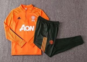 Survetement Manchester United 2020 2021 Orange Noir Pas Cher