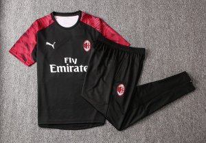 Entrainement AC Milan Ensemble Complet 2019 2020 Noir Blanc Rouge Pas Cher