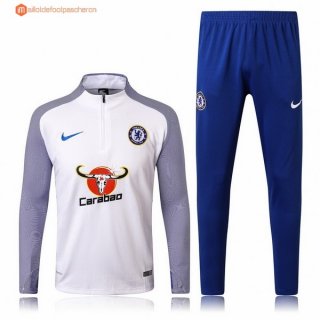 Survetement Chelsea 2017 2018 Blanc Gris Bleu Pas Cher