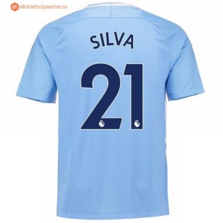 Maillot Manchester City Domicile Silva 2017 2018 Pas Cher