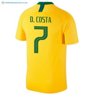 Maillot Brésil Domicile D.Costa 2018 Jaune Pas Cher