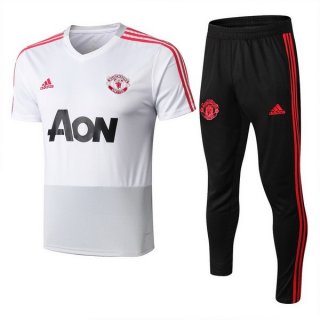 Entrainement Manchester United Ensemble Complet 2018 2019 Blanc Rouge Pas Cher