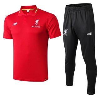 Polo Ensemble Complet Liverpool 2018 2019 Rouge Noir Pas Cher