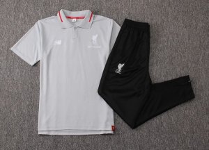 Polo Ensemble Complet Liverpool 2018 2019 Gris Noir Pas Cher