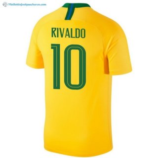 Maillot Brésil Domicile Rivaldo 2018 Jaune Pas Cher