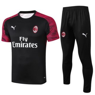 Entrainement AC Milan Ensemble Complet 2019 2020 Noir Blanc Rouge Pas Cher