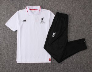 Polo Ensemble Complet Liverpool 2018 2019 Blanc Noir Pas Cher