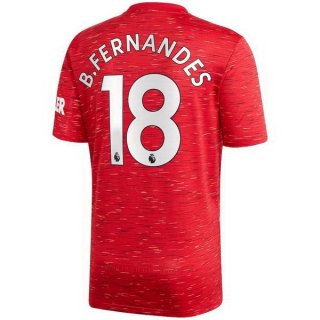 Maillot Manchester United NO.18 B. Fernandes Domicile 2020 2021 Rouge Pas Cher