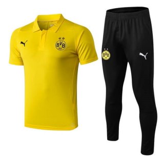 Polo Ensemble Complet Borussia Dortmund 2018 2019 Jaune Noir Pas Cher