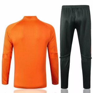 Survetement Manchester United 2020 2021 Orange Noir Pas Cher