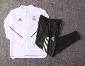 Survetement Real Madrid 2020 2021 Blanc Gris Rouge Pas Cher