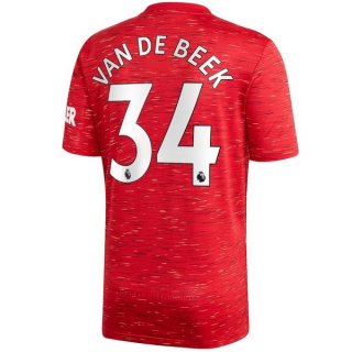 Maillot Manchester United NO.34 Van De Beek Domicile 2020 2021 Rouge Pas Cher