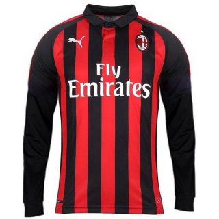 Maillot AC Milan Domicile ML 2018 2019 Rouge Pas Cher