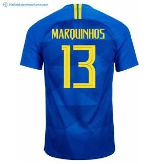 Maillot Brésil Exterieur Marquinhos 2018 Bleu Pas Cher